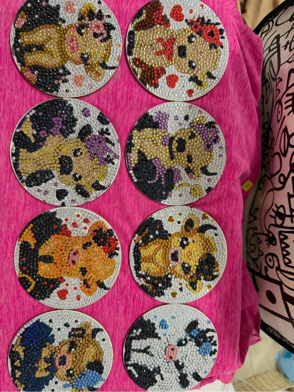 Rhinestone Puppy Decorative Serving Trivet - Pink Handmade coasters